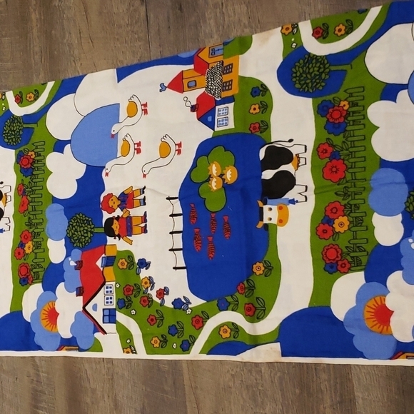 Fabric Children Farm Multi-Color Blue Green Flowers 74" x 42" - Picture 7 of 11